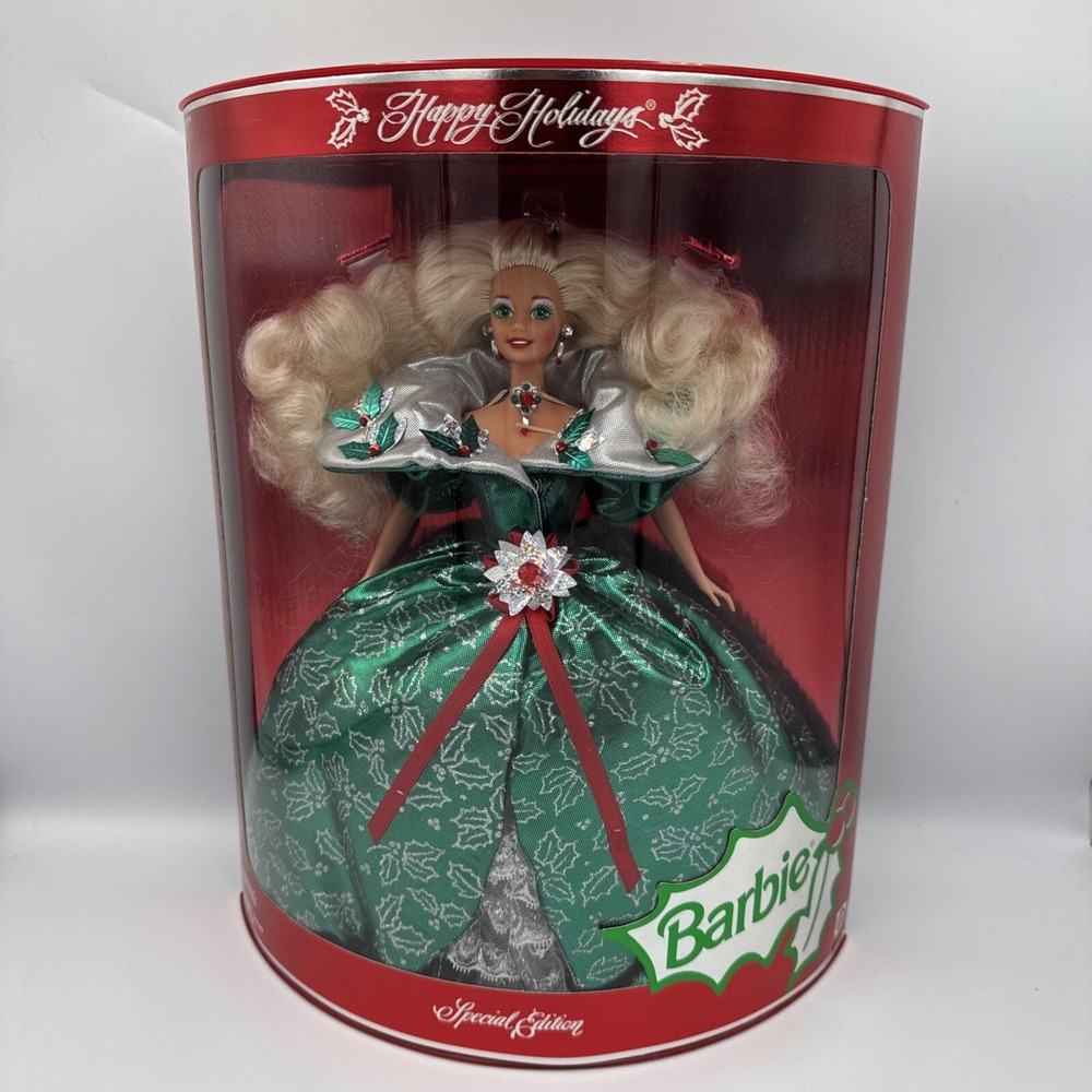 1995 Mattel Happy Holidays Barbie Green Special Edition 14123 Origilnal Owner